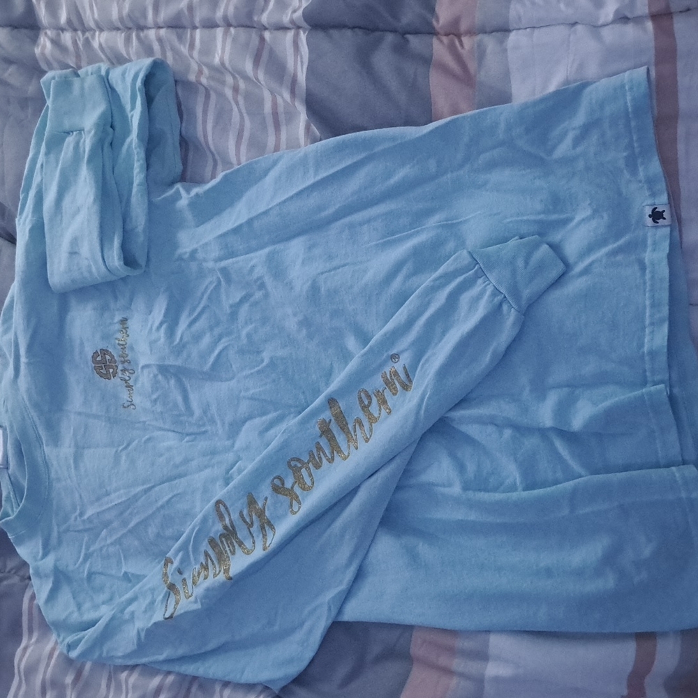 Simply southern long sleeve shirt, blue, medium